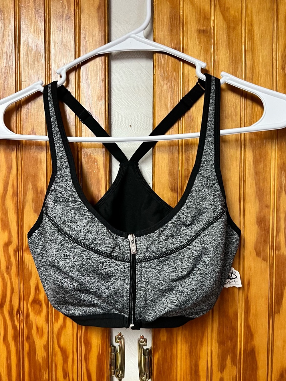 VS Women's Front-Zip Sports Bra - Heather Gray size 32 D